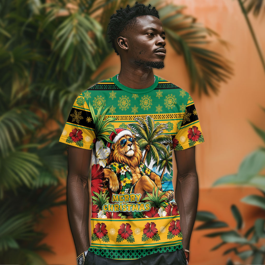 Afro-Jamaicans Christmas T shirt This Rasta Lion Needs A Beach Retreat