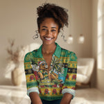 Afro-Jamaicans Christmas Women Casual Shirt This Rasta Lion Needs A Beach Retreat