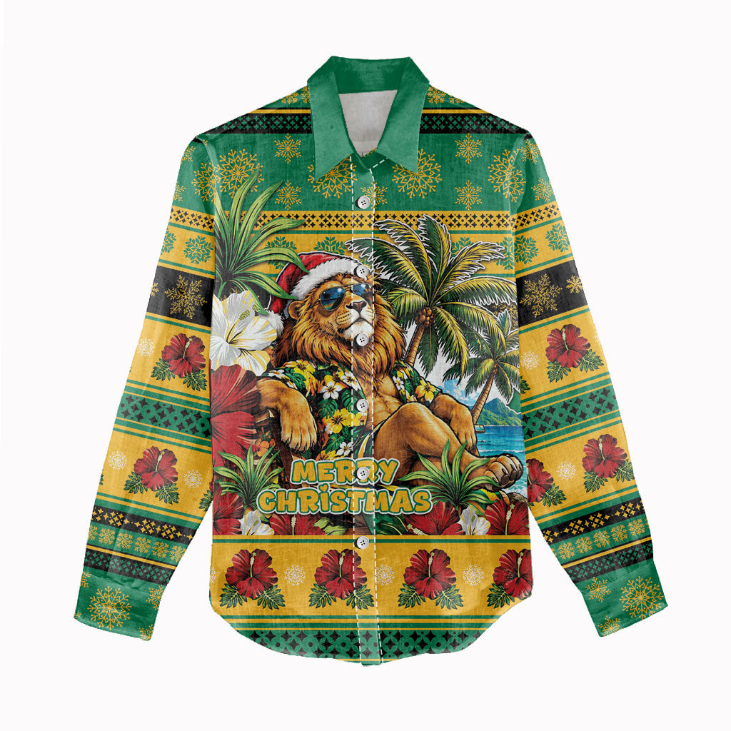 Afro-Jamaicans Christmas Women Casual Shirt This Rasta Lion Needs A Beach Retreat