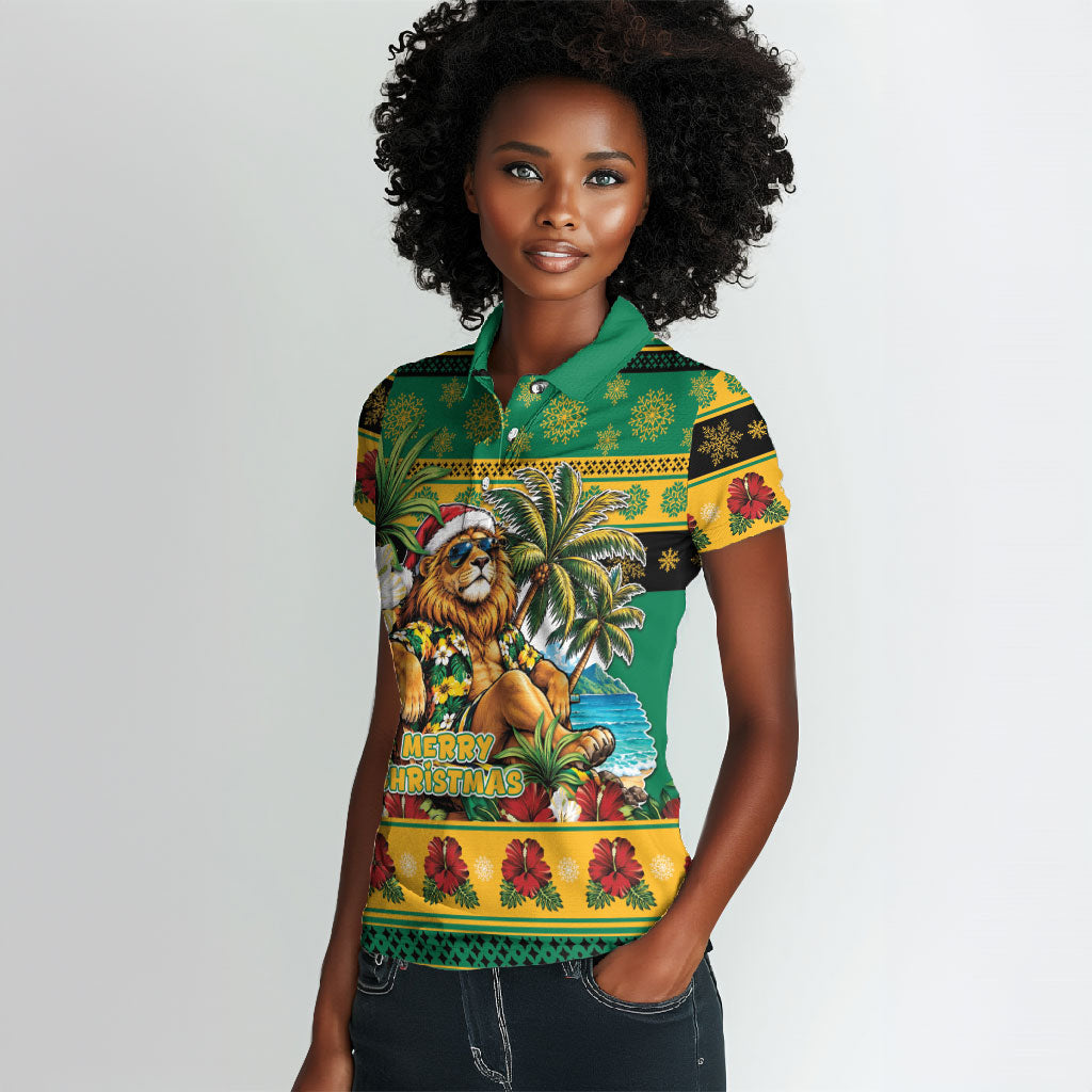 Afro-Jamaicans Christmas Women Polo Shirt This Rasta Lion Needs A Beach Retreat
