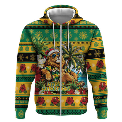Afro-Jamaicans Christmas Zip Hoodie This Rasta Lion Needs A Beach Retreat