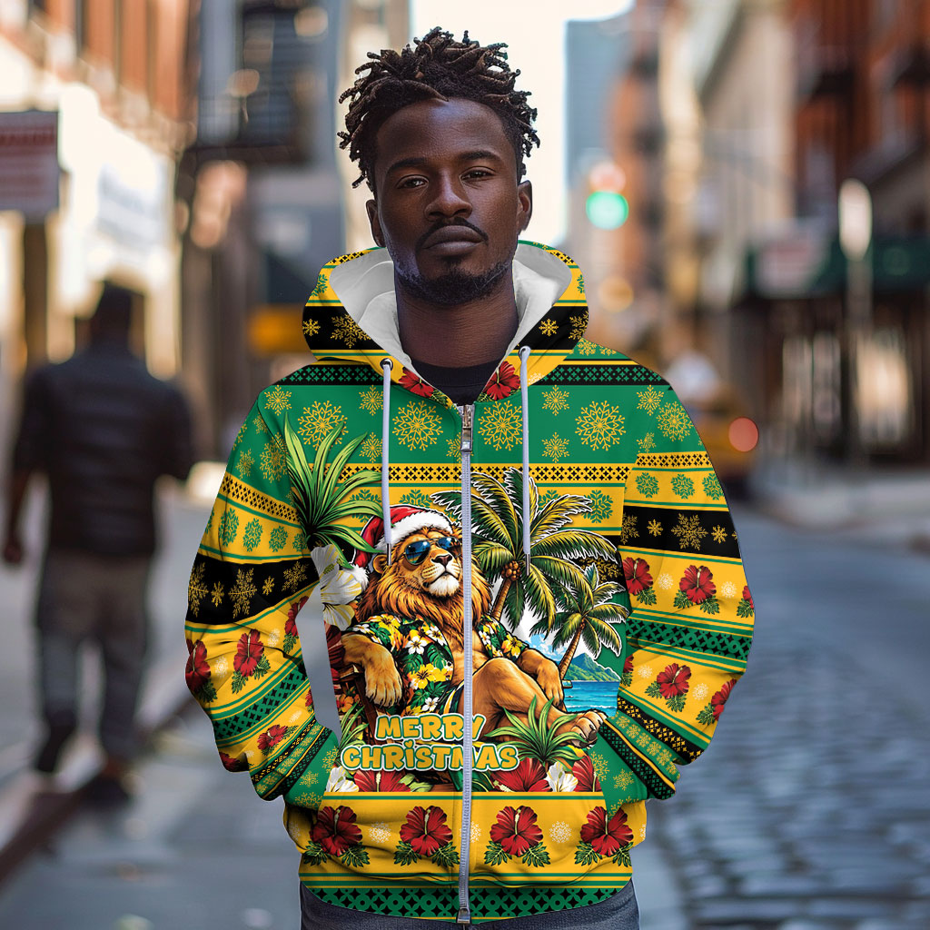 Afro-Jamaicans Christmas Zip Hoodie This Rasta Lion Needs A Beach Retreat