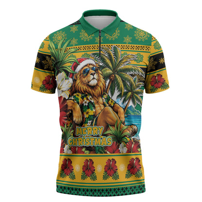 Afro-Jamaicans Christmas Zipper Polo Shirt This Rasta Lion Needs A Beach Retreat