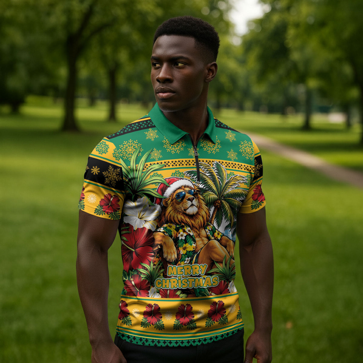 Afro-Jamaicans Christmas Zipper Polo Shirt This Rasta Lion Needs A Beach Retreat