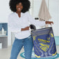 Curacao Football Laundry Basket Blue Wave Geometric Caribbean Sports Motif