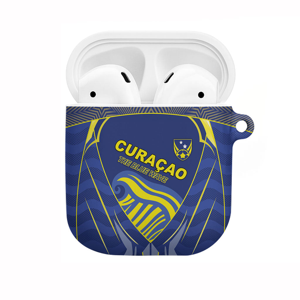 Curacao Football AirPods Case Blue Wave Geometric Caribbean Sports Motif