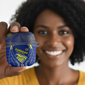 Curacao Football AirPods Case Blue Wave Geometric Caribbean Sports Motif