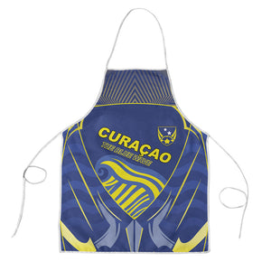 Curacao Football Apron Blue Wave Geometric Caribbean Sports Motif