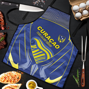 Curacao Football Apron Blue Wave Geometric Caribbean Sports Motif