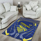 Curacao Football Area Rug Blue Wave Geometric Caribbean Sports Motif
