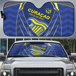 Curacao Football Auto Sun Shade Blue Wave Geometric Caribbean Sports Motif