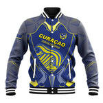 Custom Curacao Football Baseball Jacket Blue Wave Geometric Caribbean Sports Motif