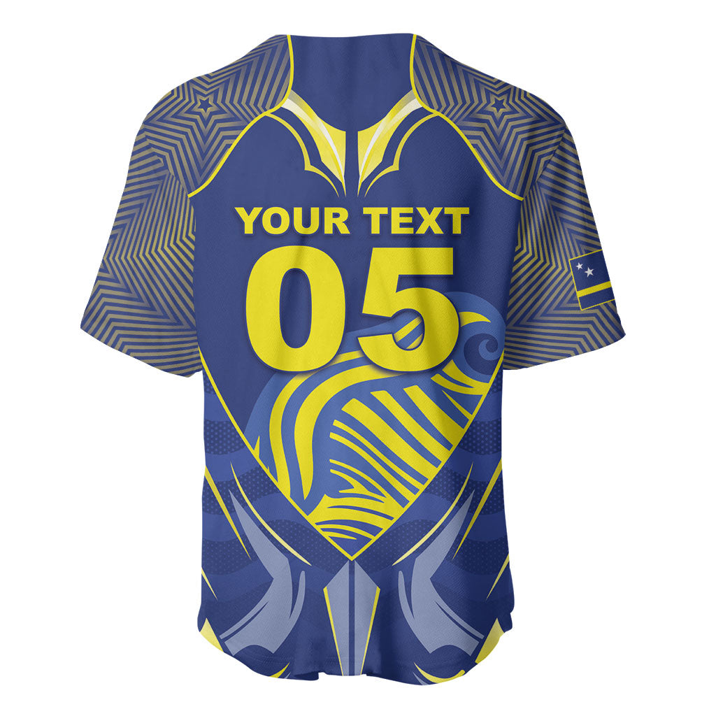 Custom Curacao Football Baseball Jersey Blue Wave Geometric Caribbean Sports Motif