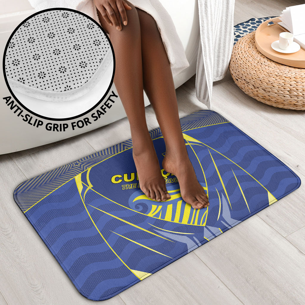 Curacao Football Bathroom Set Blue Wave Geometric Caribbean Sports Motif