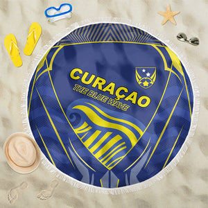 Curacao Football Beach Blanket Blue Wave Geometric Caribbean Sports Motif