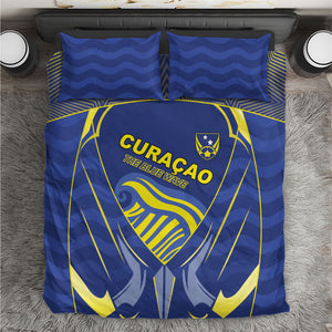 Curacao Football Bedding Set Blue Wave Geometric Caribbean Sports Motif