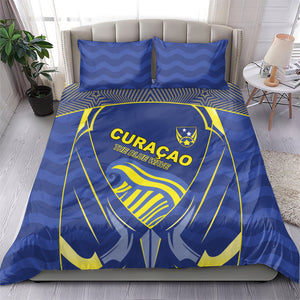 Curacao Football Bedding Set Blue Wave Geometric Caribbean Sports Motif