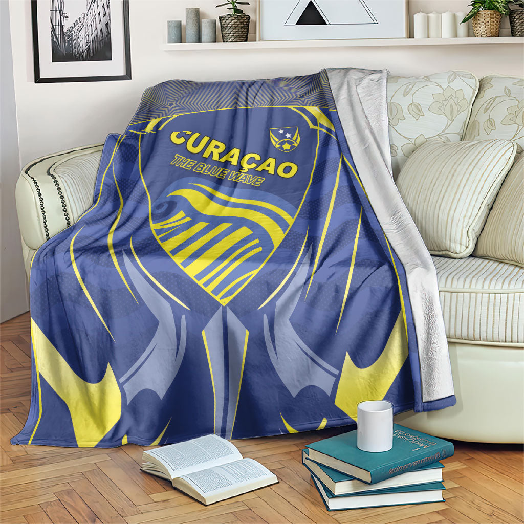 Curacao Football Blanket Blue Wave Geometric Caribbean Sports Motif