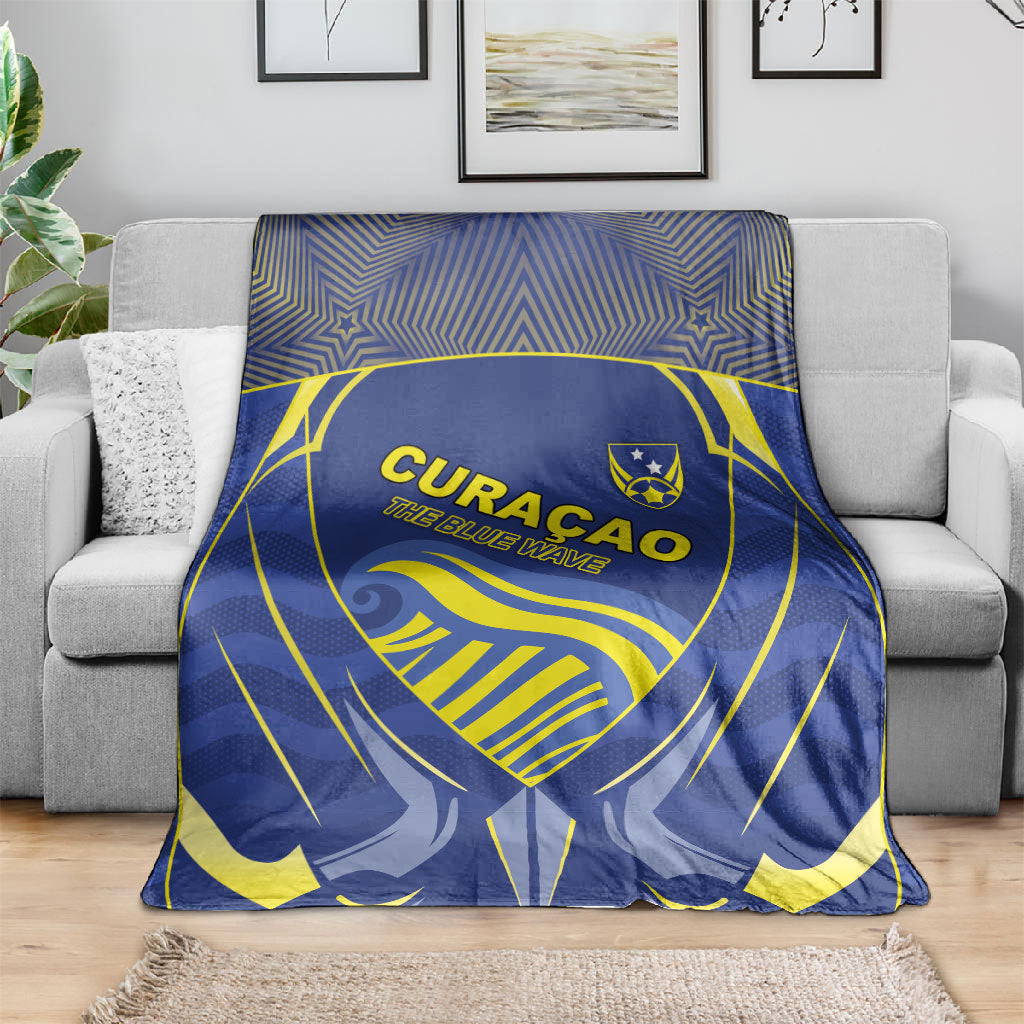 Curacao Football Blanket Blue Wave Geometric Caribbean Sports Motif