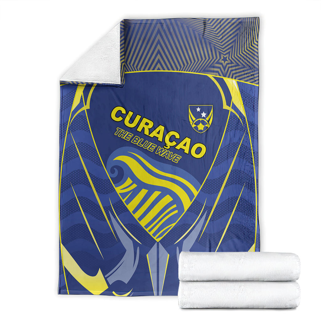 Curacao Football Blanket Blue Wave Geometric Caribbean Sports Motif