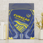 Curacao Football Canvas Wall Art Blue Wave Geometric Caribbean Sports Motif