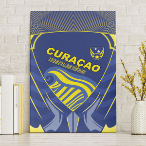 Curacao Football Canvas Wall Art Blue Wave Geometric Caribbean Sports Motif