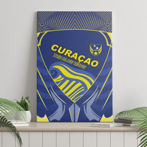 Curacao Football Canvas Wall Art Blue Wave Geometric Caribbean Sports Motif