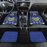 Custom Curacao Football Car Mats Blue Wave Geometric Caribbean Sports Motif