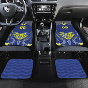 Custom Curacao Football Car Mats Blue Wave Geometric Caribbean Sports Motif