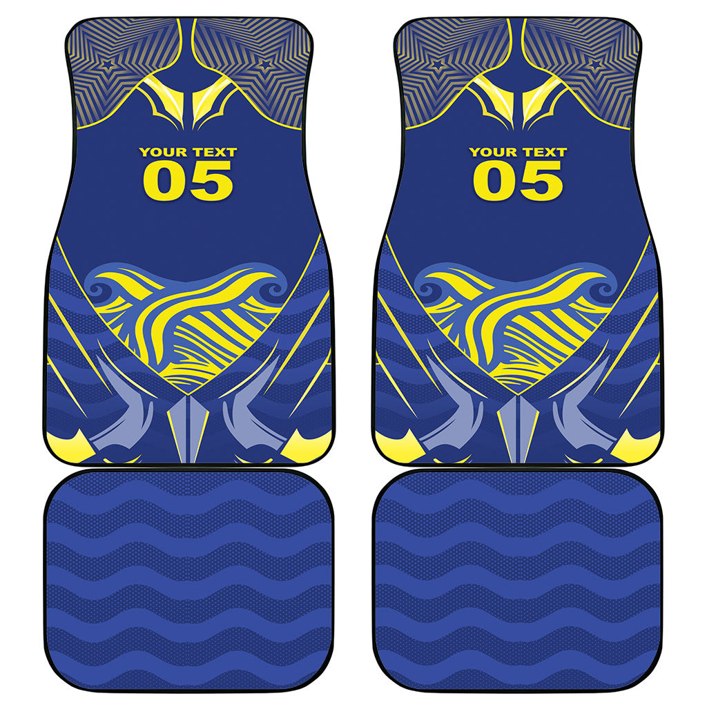 Custom Curacao Football Car Mats Blue Wave Geometric Caribbean Sports Motif
