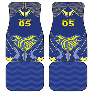 Custom Curacao Football Car Mats Blue Wave Geometric Caribbean Sports Motif