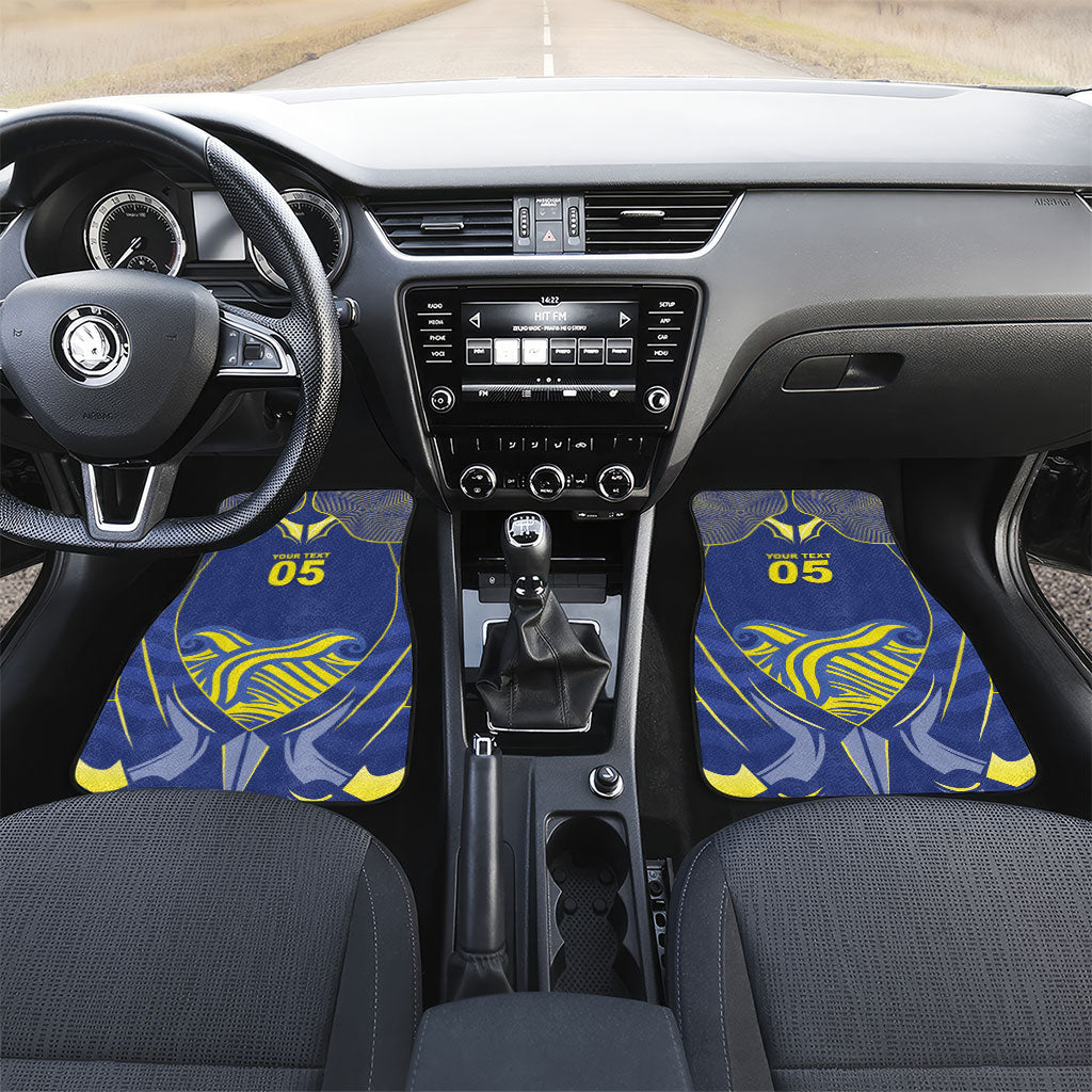 Custom Curacao Football Car Mats Blue Wave Geometric Caribbean Sports Motif