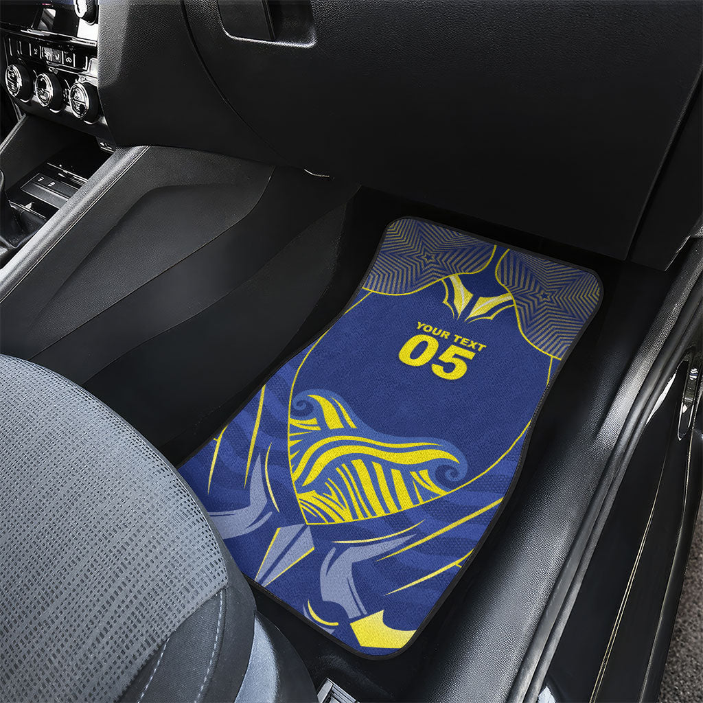 Custom Curacao Football Car Mats Blue Wave Geometric Caribbean Sports Motif