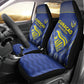 Curacao Football Car Seat Cover Blue Wave Geometric Caribbean Sports Motif