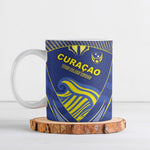 Custom Curacao Football Ceramic Mug Blue Wave Geometric Caribbean Sports Motif