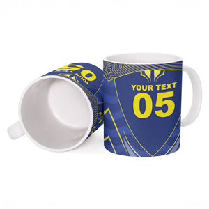 Custom Curacao Football Ceramic Mug Blue Wave Geometric Caribbean Sports Motif