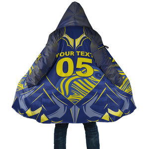 Custom Curacao Football Cloak Blue Wave Geometric Caribbean Sports Motif