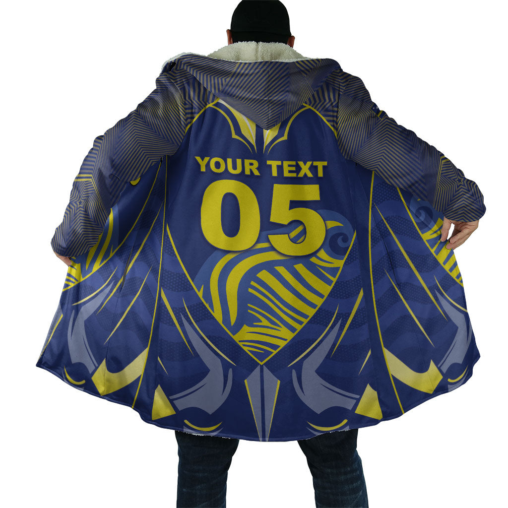 Custom Curacao Football Cloak Blue Wave Geometric Caribbean Sports Motif