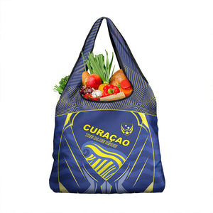 Curacao Football Grocery Bag Blue Wave Geometric Caribbean Sports Motif
