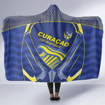 Curacao Football Hooded Blanket Blue Wave Geometric Caribbean Sports Motif