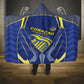 Curacao Football Hooded Blanket Blue Wave Geometric Caribbean Sports Motif