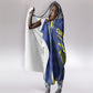 Curacao Football Hooded Blanket Blue Wave Geometric Caribbean Sports Motif