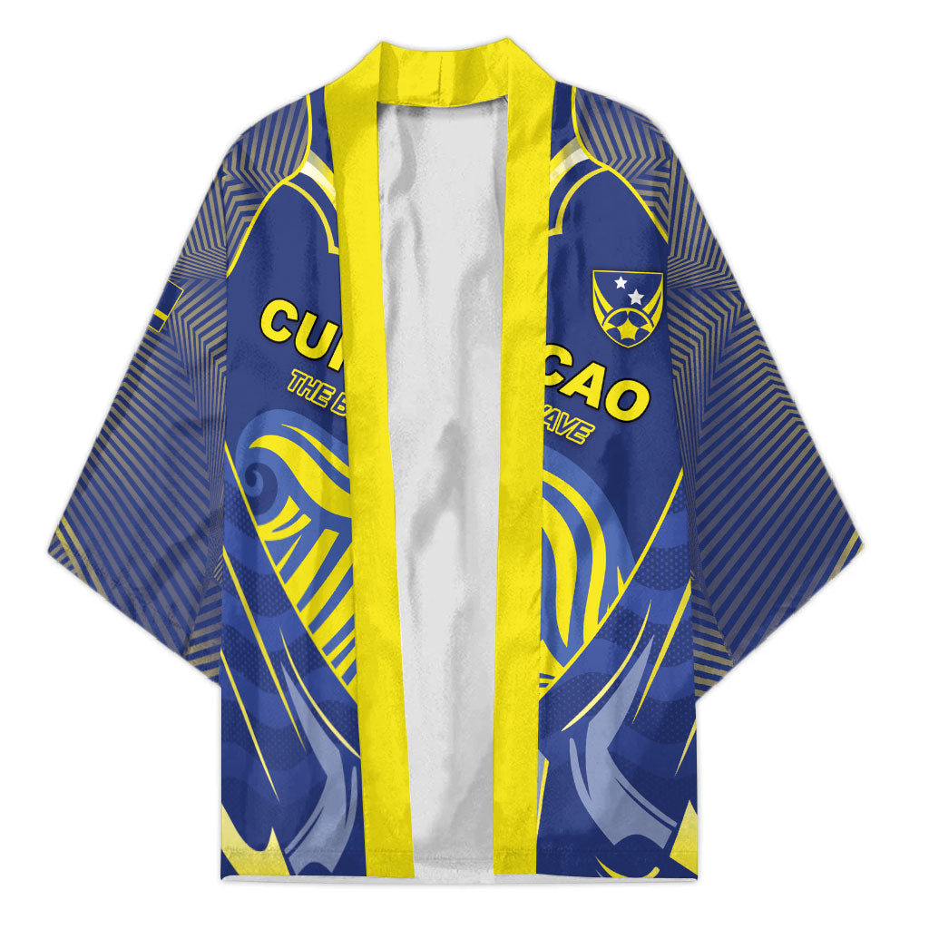 Custom Curacao Football Kimono Blue Wave Geometric Caribbean Sports Motif