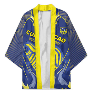 Custom Curacao Football Kimono Blue Wave Geometric Caribbean Sports Motif
