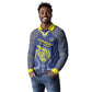 Custom Curacao Football Long Sleeve Polo Shirt Blue Wave Geometric Caribbean Sports Motif