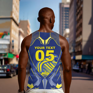 Custom Curacao Football Men Tank Top Blue Wave Geometric Caribbean Sports Motif