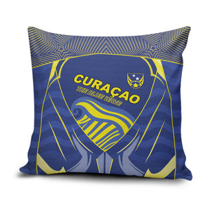 Curacao Football Pillow Cover Blue Wave Geometric Caribbean Sports Motif