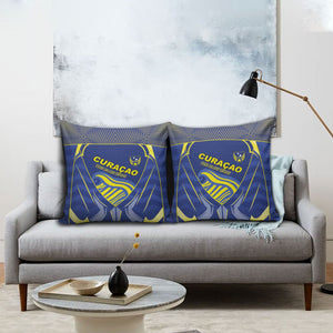 Curacao Football Pillow Cover Blue Wave Geometric Caribbean Sports Motif