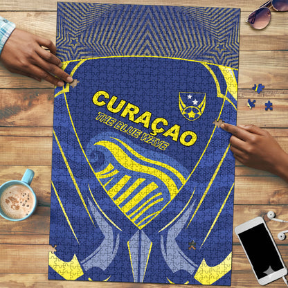 Curacao Football Puzzle Blue Wave Geometric Caribbean Sports Motif