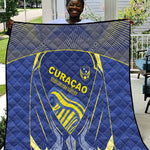 Curacao Football Quilt Blue Wave Geometric Caribbean Sports Motif